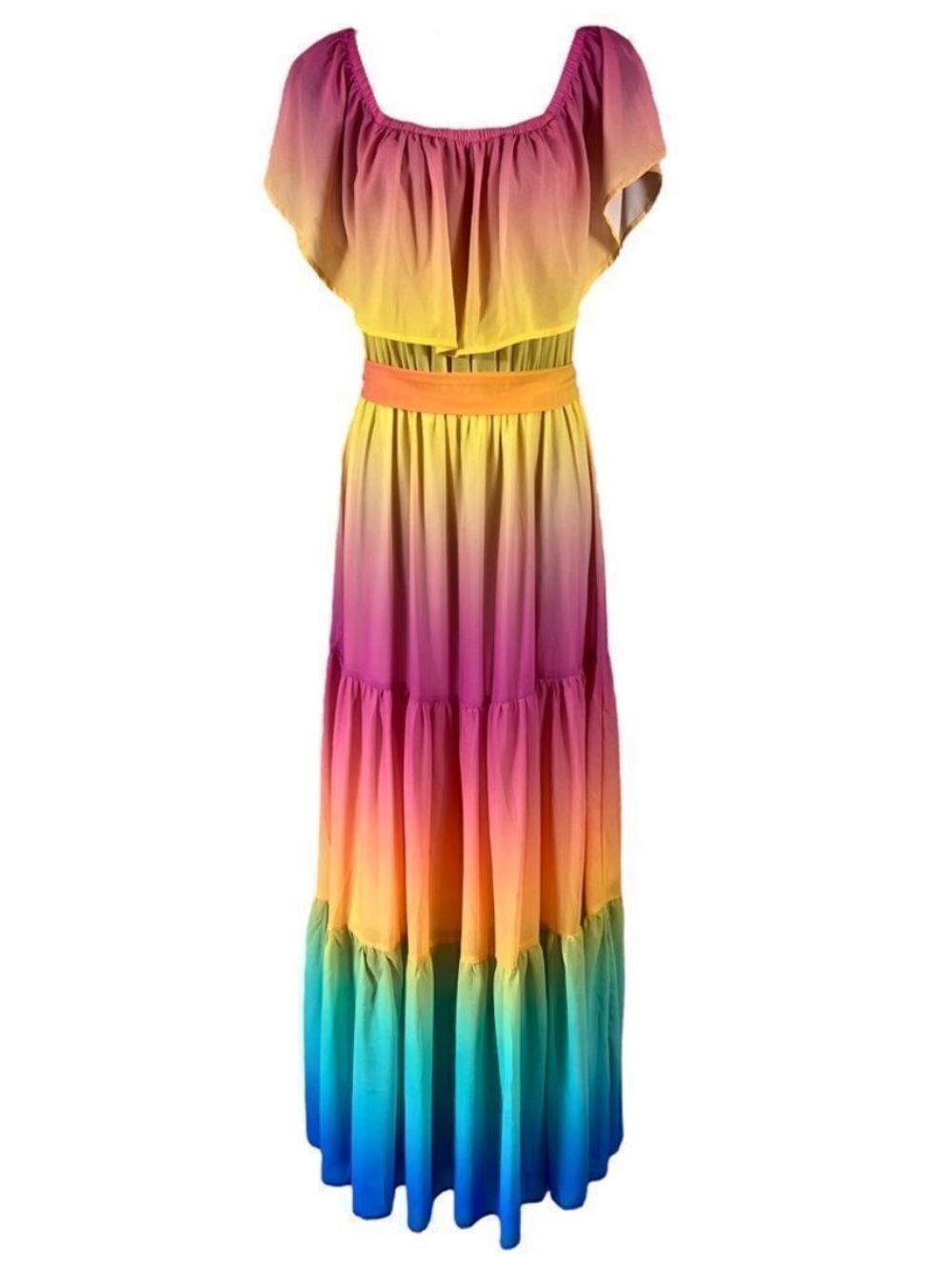 Vici Rainbow Skies Off-Shoulder Tiered Ombré Maxi Dress - Picture 5 of 6
